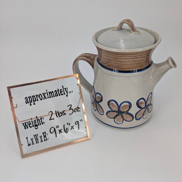 Metlox Bandero Coffee Pot Lidded Ceramic Pottery Kettle 1970s Flower Pattern - Picture 9 of 9